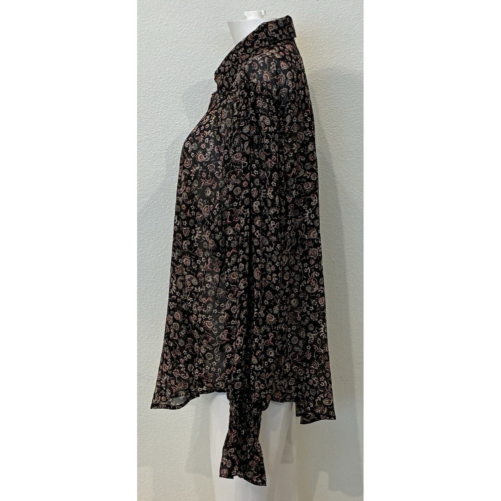 New Torrid Festi Sheer Chiffon Black Paisley Blouse Size 1X  Romantic Dark Fairy - Picture 5 of 11